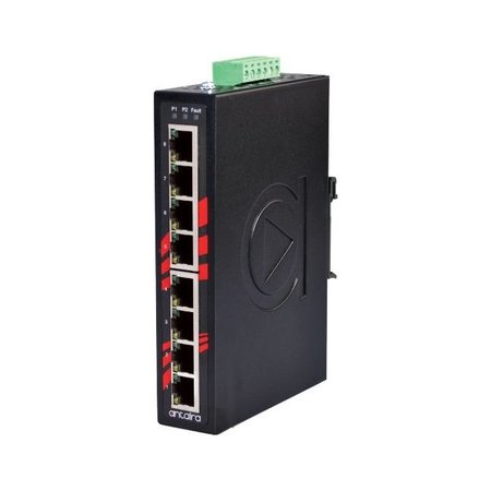 ANTAIRA 8-Port Industrial Unmanaged Switch, w/8-10/100Tx; EOT ***degree C - 75 degree C) LNX-800A-T